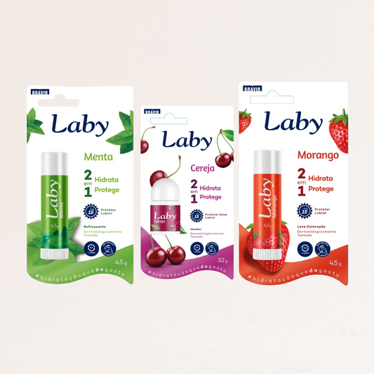 Kit 3x Lip Care Morango, Menta e Cereja