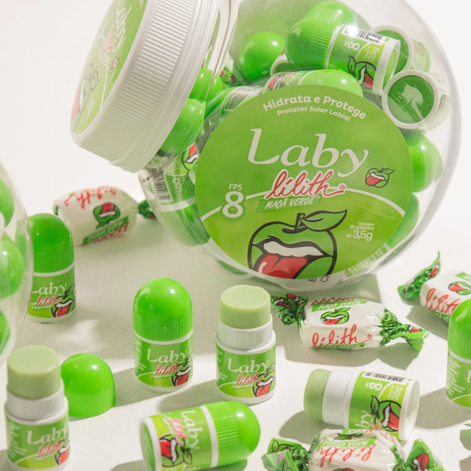 Pote 30x Hidratante Labial Lilith Maça Verde