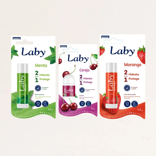 Kit 3x Lip Care Morango, Menta e Cereja