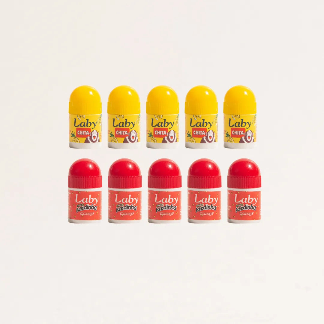 Kit 10x Hidratante Labial - 5x Azedinha Morango e 5x Chita Abacaxi