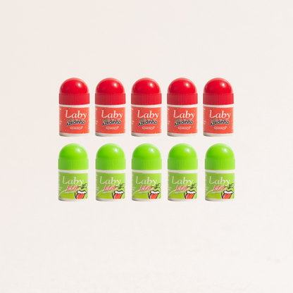 Kit 10x Lip Balm - 5x Azedinha Morango e 5x Lilith Maça Verde