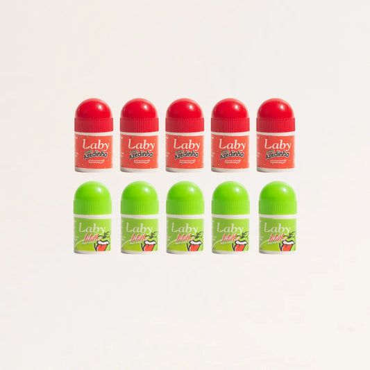 Kit 10x Lip Balm - 5x Azedinha Morango e 5x Lilith Maça Verde