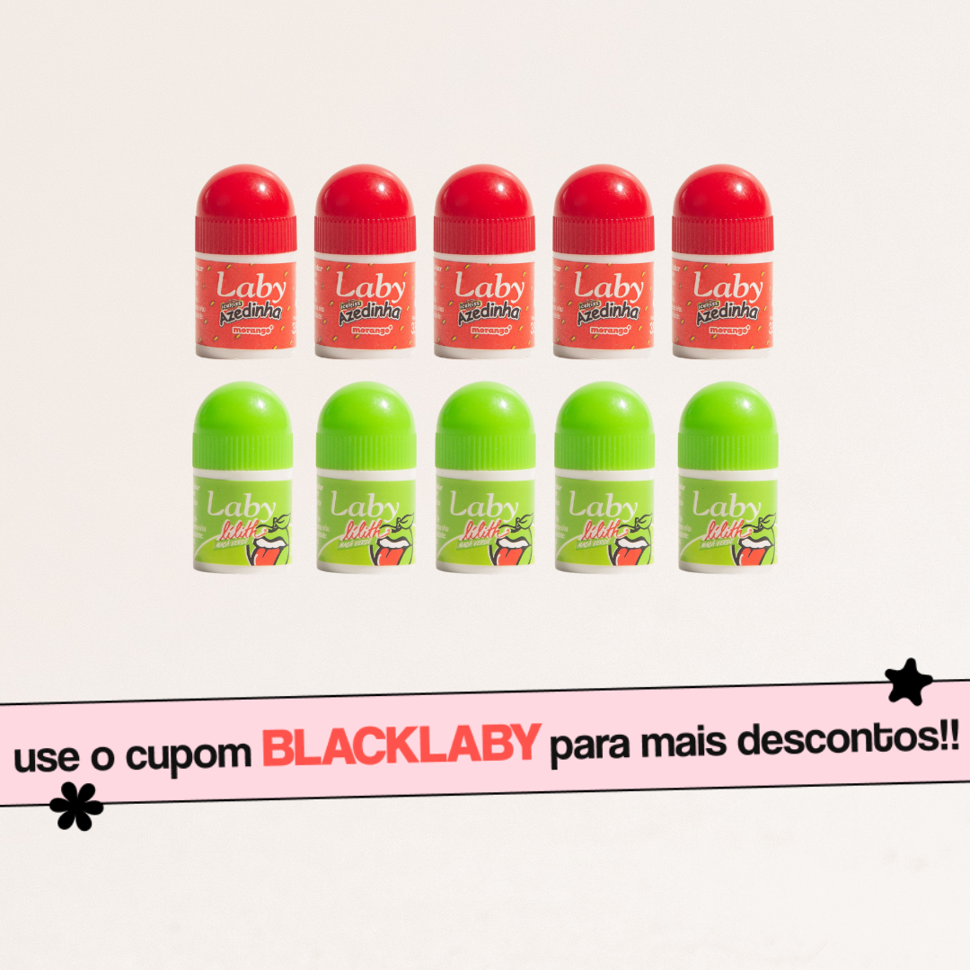 Kit 10x Lip Balm - 5x Azedinha Morango e 5x Lilith Maça Verde