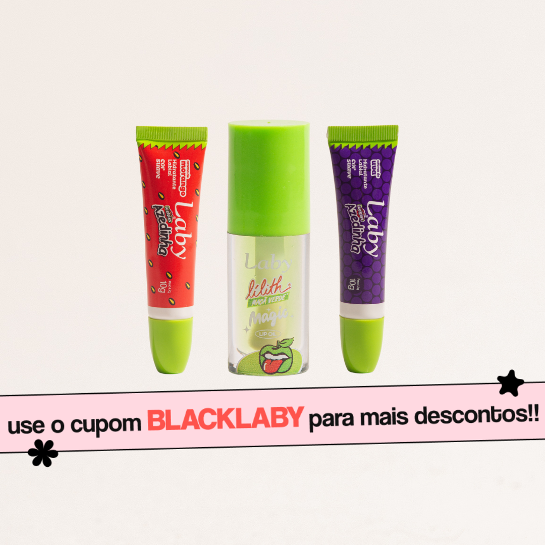 Kit 3x Lip Oil Lilith, Lip Gloss Azedinha Morango e Uva