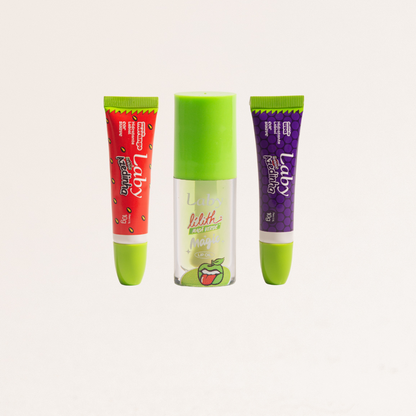 Kit 3x Lip Oil Lilith, Lip Gloss Azedinha Morango e Uva