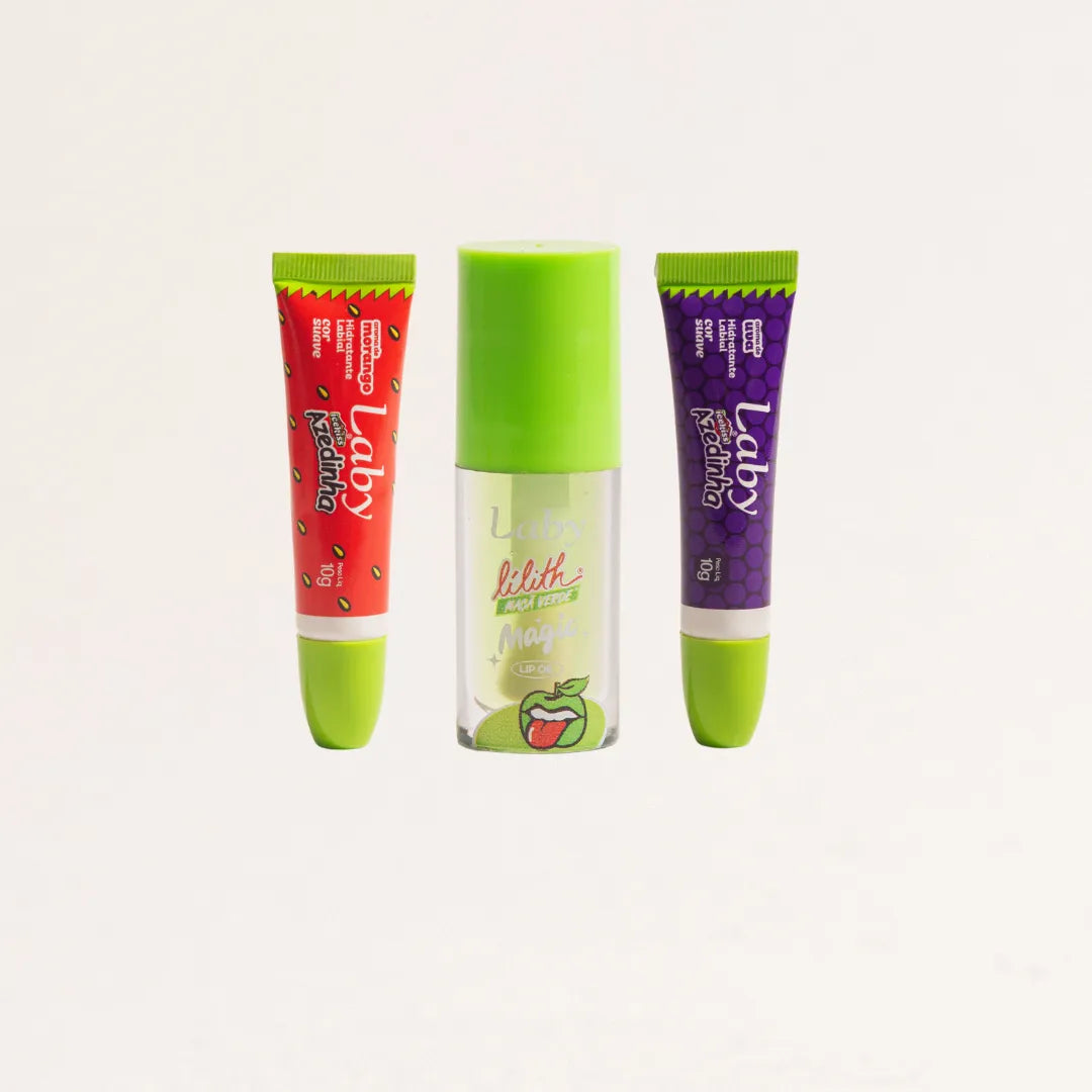 Kit 3x Lip Oil Lilith, Lip Gloss Azedinha Morango e Uva
